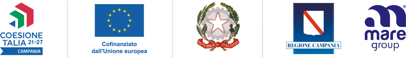 Coesione Italia 21-27 Campania, Cofinanziato dall’Unione europea, Repubblica Italiana, Regione Campania, Mare Group